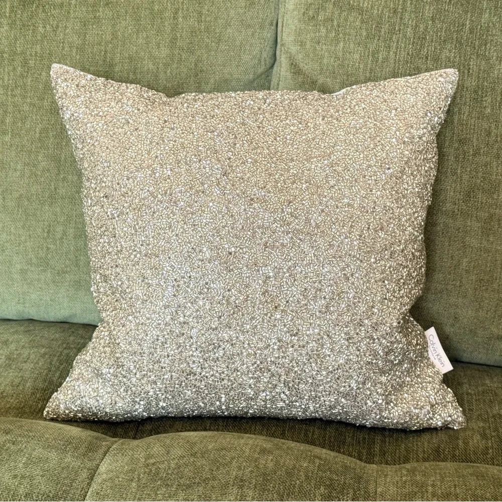 LAST CALL 🍺 FINAL PRICE • Calvin Klein | Silver Beaded Accent Pillow